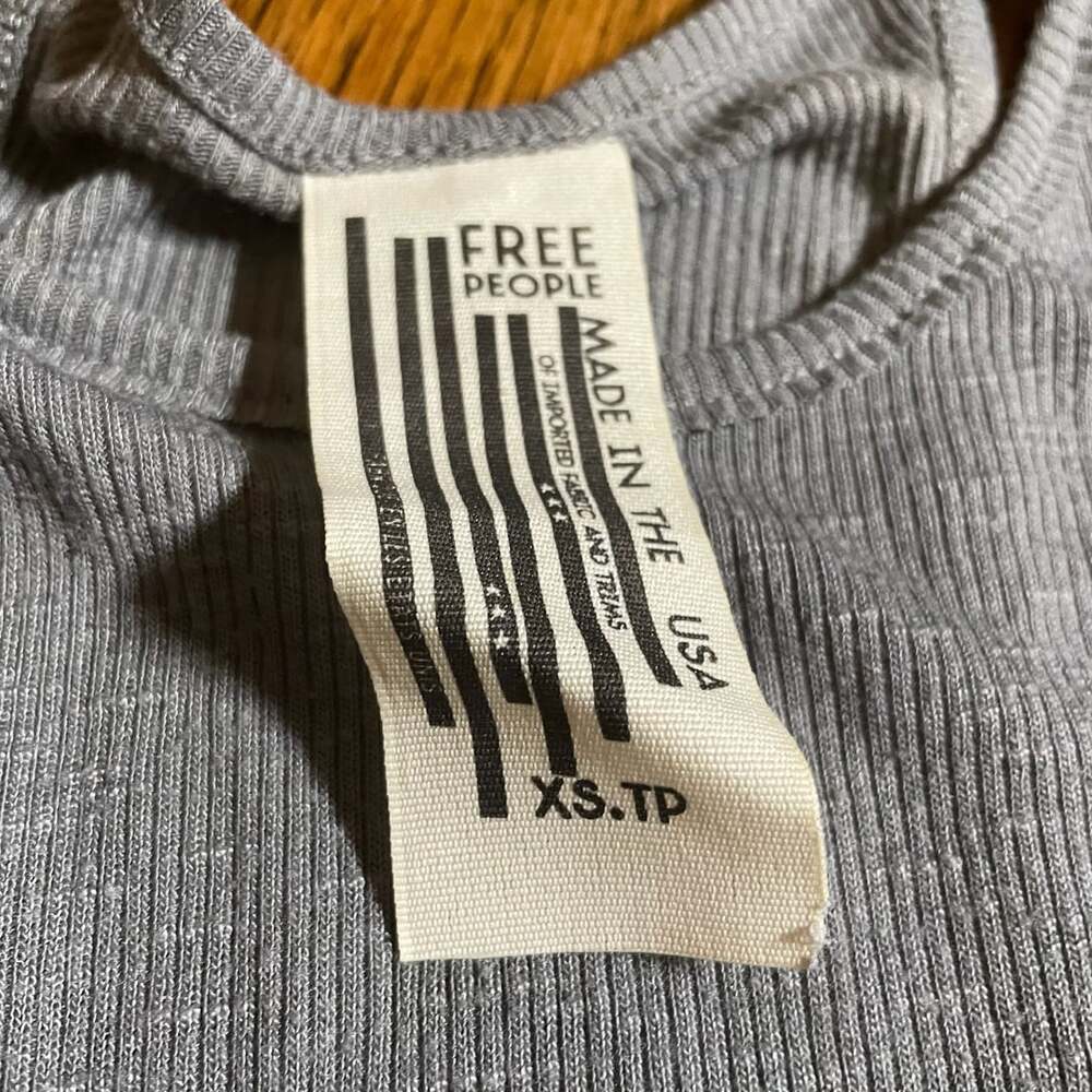 Free People Tank Top Size XS Gray Ribbed Racerback Swing - Picture 5 of 5